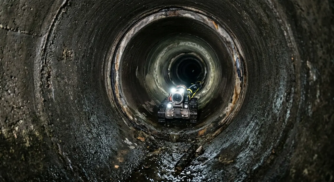 Robotic sewer camera inspecting pipe interior for Drain Snake Service in Lake Dallas